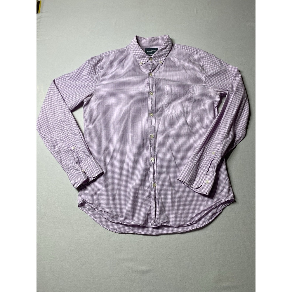 Bonobos Slim Fit Medium Lavender Gingham Button Down Shirt Mens